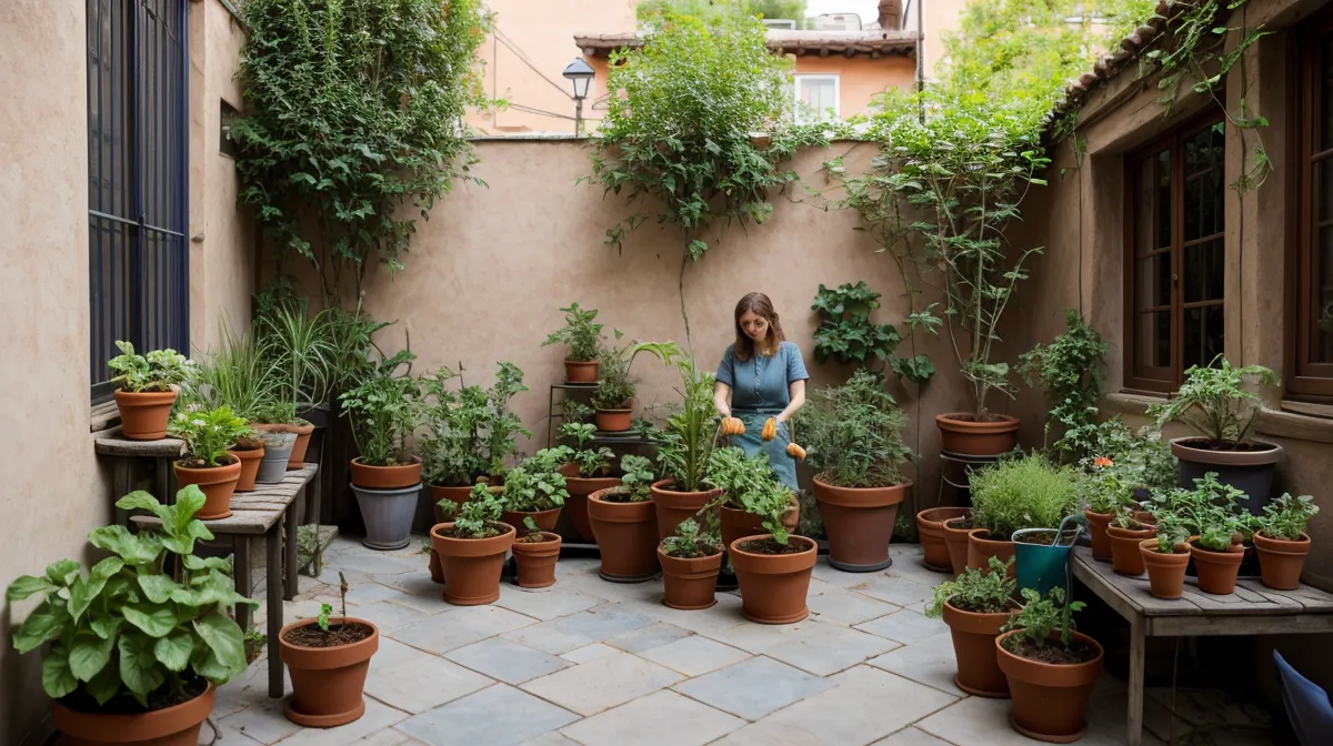 Cultivo de rábanos en maceta poco profunda, ejemplo de huerto urbano en espacios pequeños