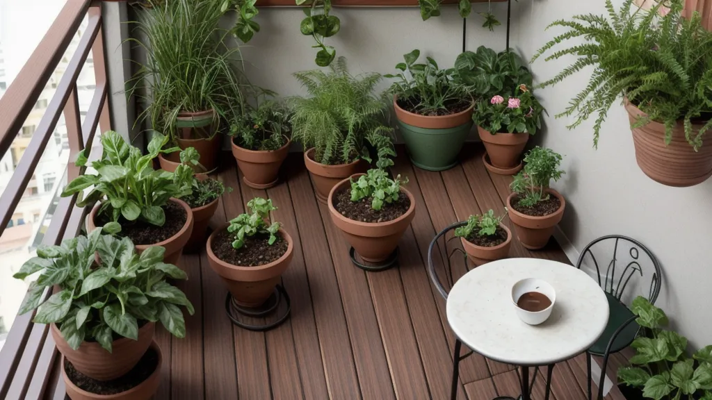 Kokedama ya restaurada colgada en la terraza norte del Eixample con Barcelona de fondo